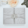 Silver Silk Wedding Invitation Box