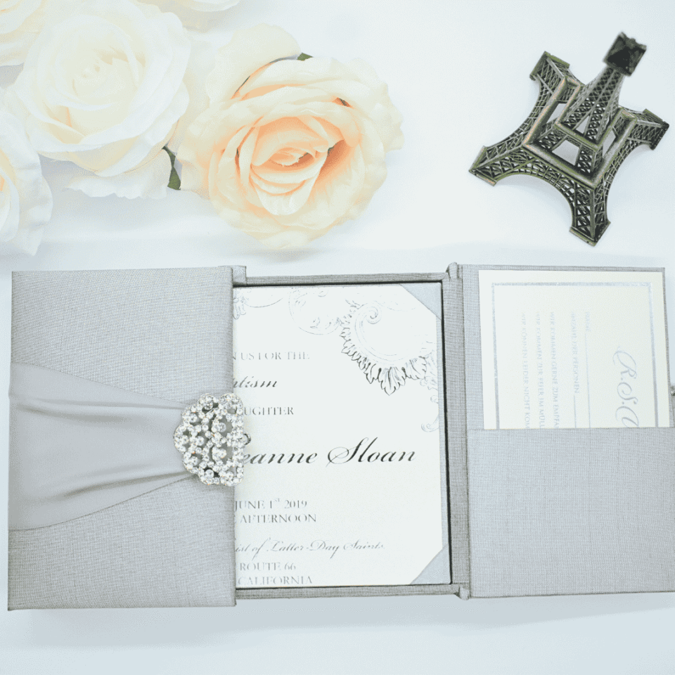 Silver Silk Wedding Invitations
