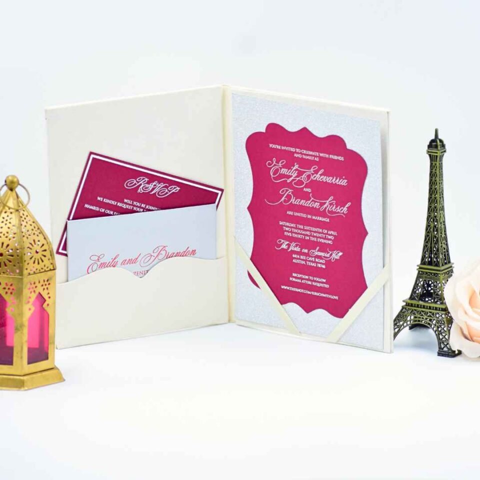 Ivory Suede Wedding Invitations