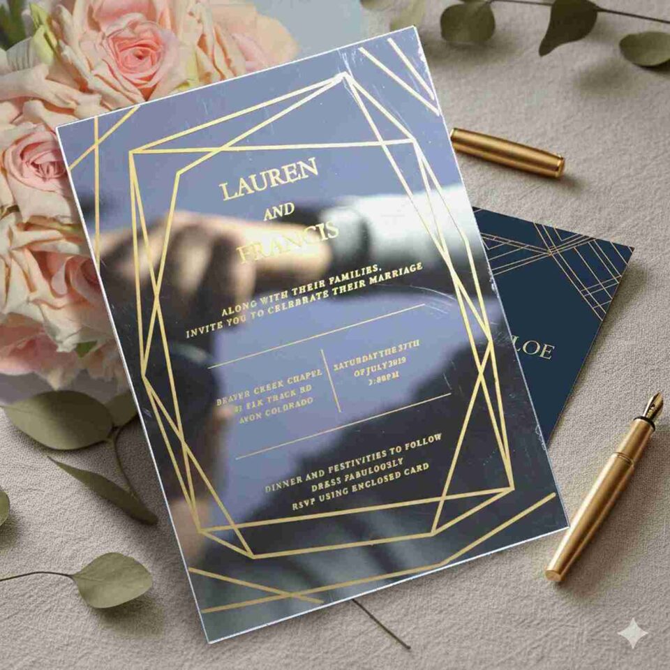 Silver Mirror Acrylic Wedding Invitation