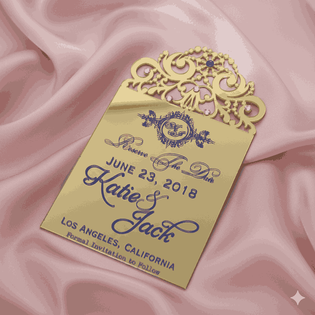 Gold Mirror Acrylic Save the Date Cards