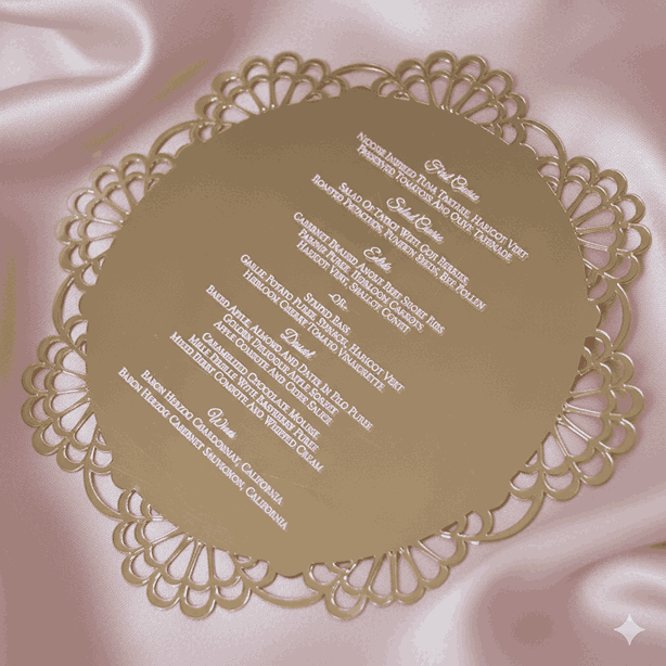 Gold Mirror Acrylic Wedding Dinner Menus