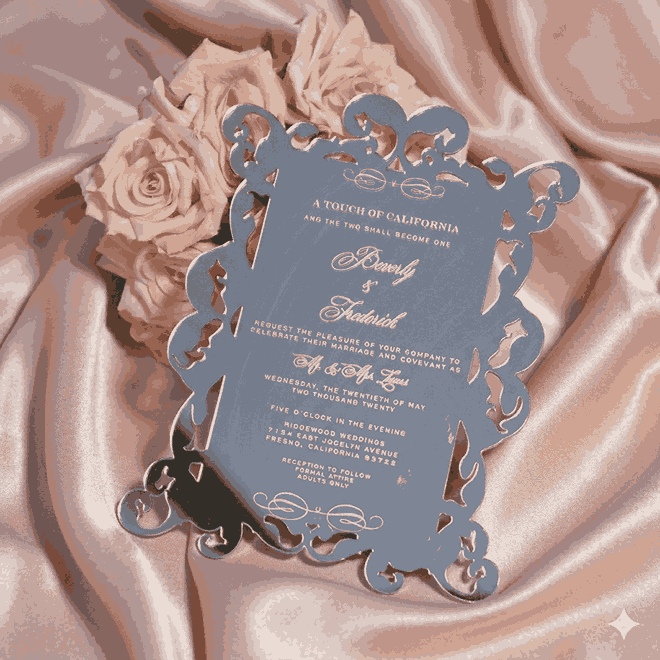 Silver Mirror Acrylic Wedding Invitation