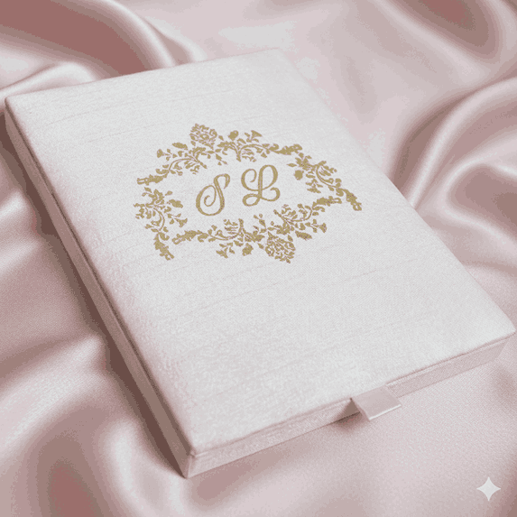 Ivory Silk Wedding Invitation Box: Acrylic Invite