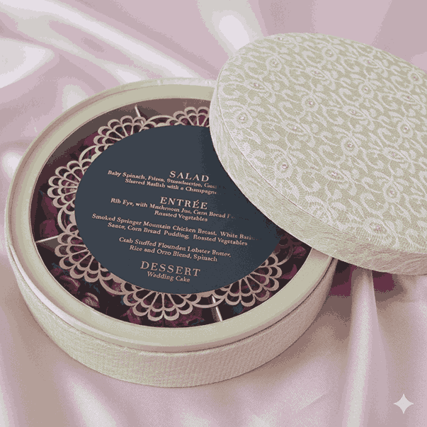 Silk Wedding Invitation Box with Chocolate Candy Tray