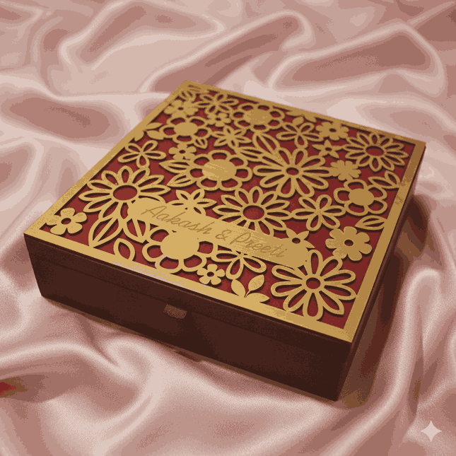 Luxe Wedding Invitation Box with Chocolate Tray