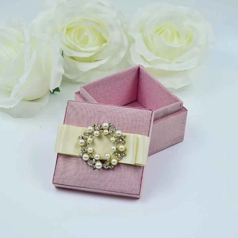 Blush Pink Silk Wedding Party Favor Box