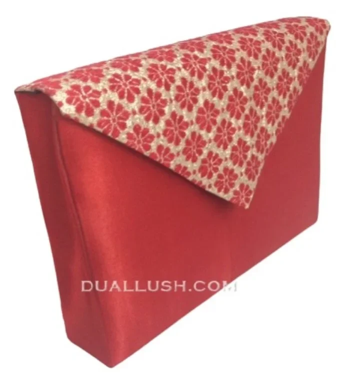 Brocade Silk Oriental Invitation Pouch Pocket with Magnetic Closure Flap