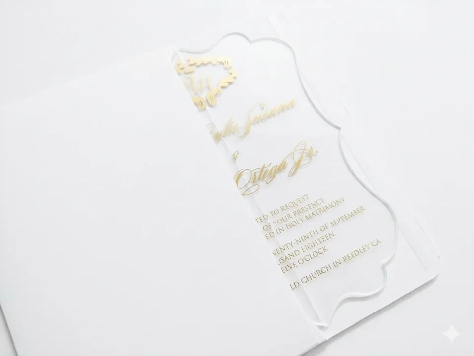 Clear Acrylic Wedding Invitation: Die Cut Design Acrylic Invite