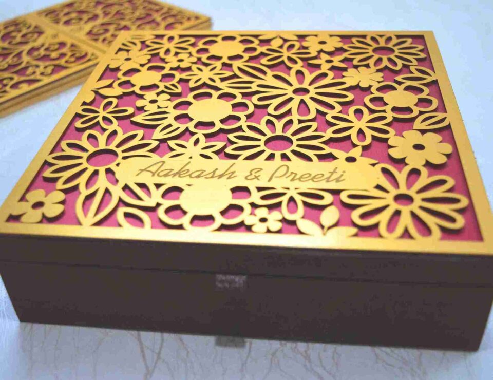 Luxe Wedding Invitation Box with Chocolate Tray