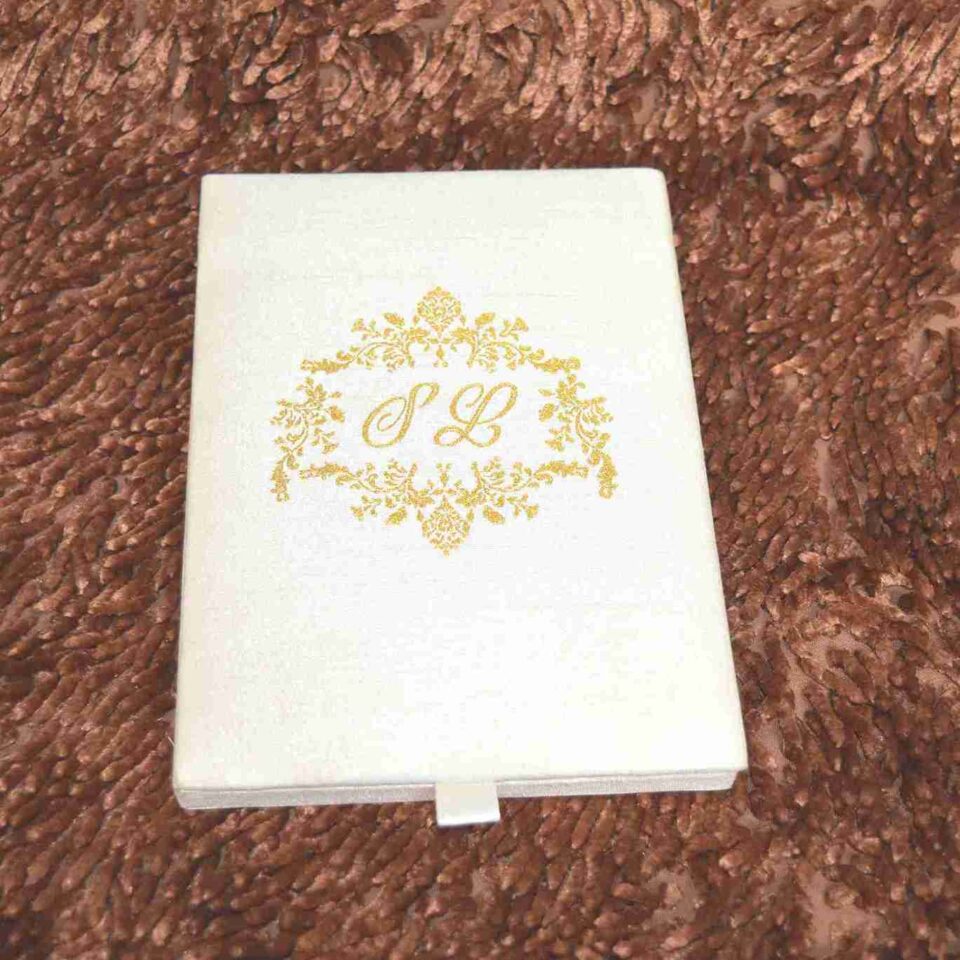 Ivory Silk Wedding Invitation Box: Acrylic Invite