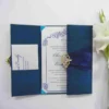 Embellished Luxury Wedding Invitation Folio With Rhinestone Brooch (2)