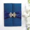 Embellished Luxury Wedding Invitation Folio With Rhinestone Brooch (4)