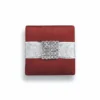 Embellished Maroon Silk Wedding Favor Box with Crystal Rhinestone Brooch (1)