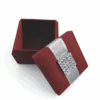 Embellished Maroon Silk Wedding Favor Box with Crystal Rhinestone Brooch (4)