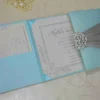 Embellished Silk Wedding Invitation Folio with Crystal Brooch (2)