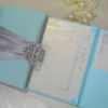 Embellished Silk Wedding Invitation Folio with Crystal Brooch (5)