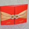 Embellished Silk Wedding Invitation Folio with Crystal Rhinestone Brooch (1)