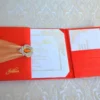Embellished Silk Wedding Invitation Folio with Crystal Rhinestone Brooch (3)