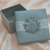 Embellished Silver Silk Wedding Favor Box (1)