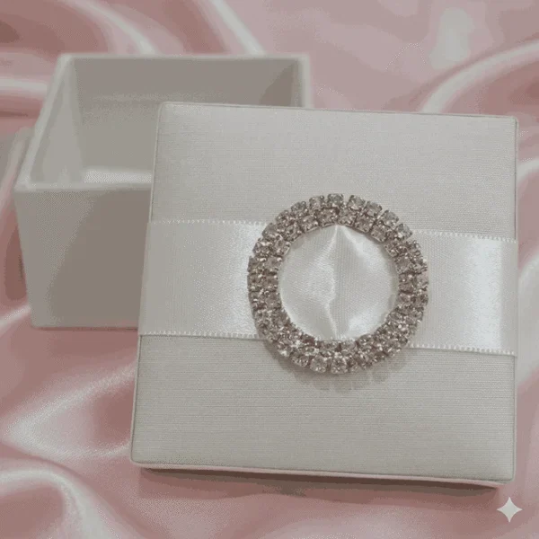 Embellished White Dupioni Silk Wedding Favor Box