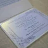 Embellished White Silk Wedding Invitation Folio with Pearl Brooch (2)