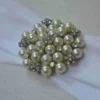 Embellished White Silk Wedding Invitation Folio with Pearl Brooch (4)