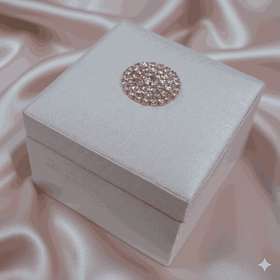 Silk Wedding Favor Box with Gold Brooch Embellishment