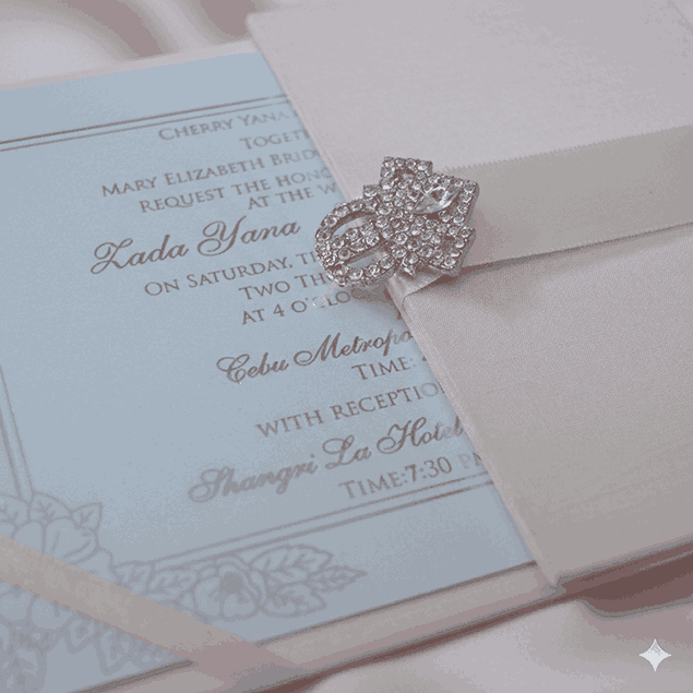 Blush Pink Silk Wedding Invitation Folio: Hardcover Trifold Jacket Invite