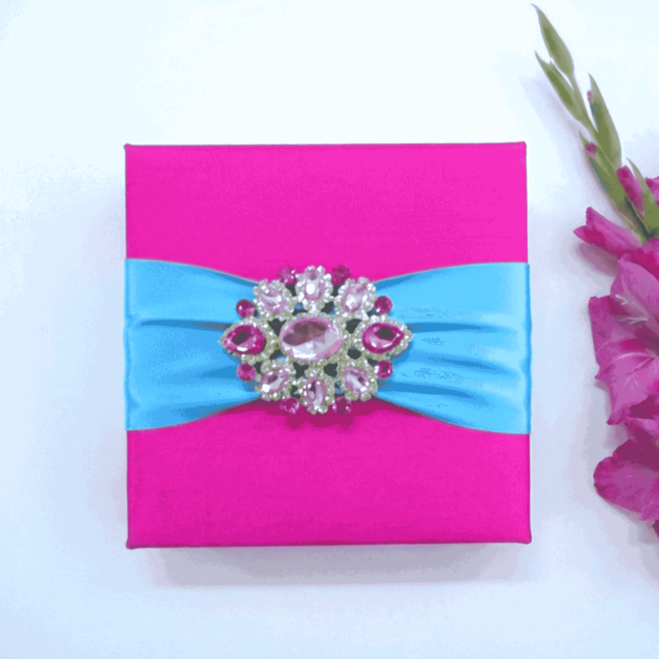 Pink Silk Wedding Invitation Box: Boxed Wedding Invites