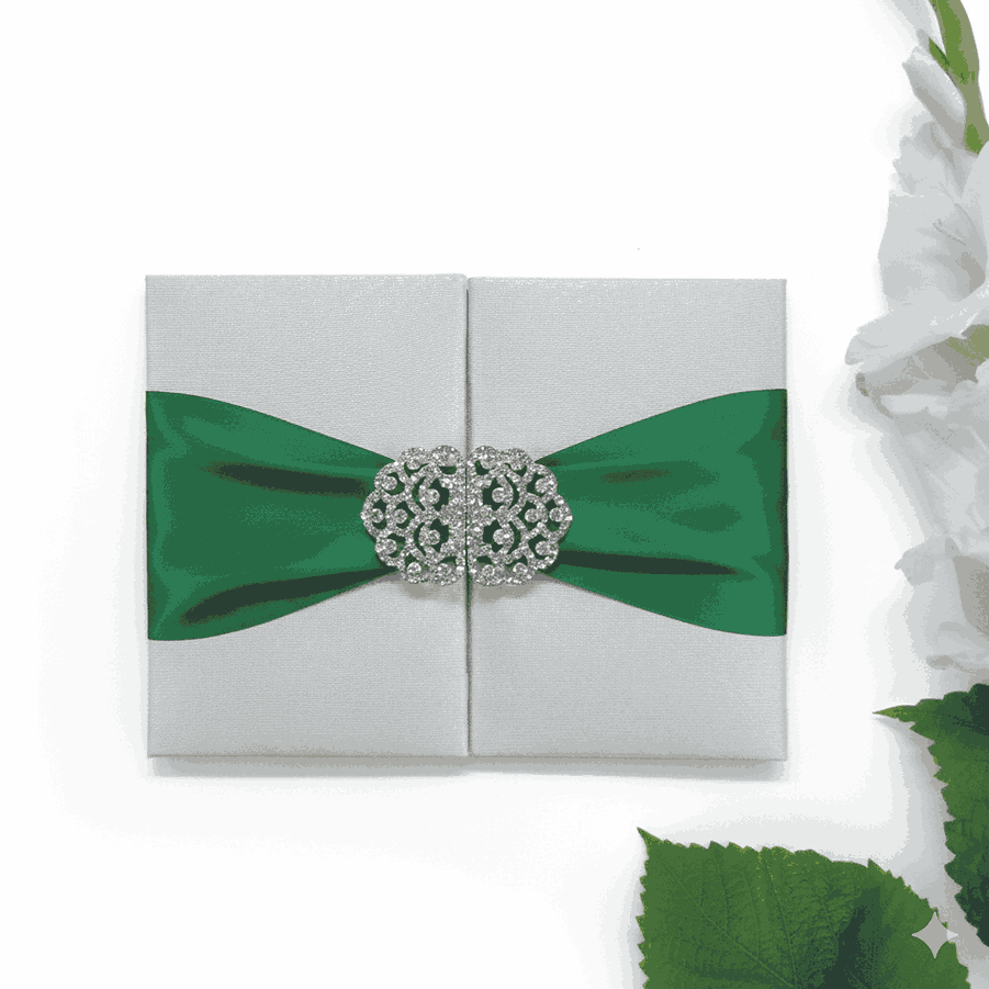 Ivory Silk Trifold Wedding Invitation Folio