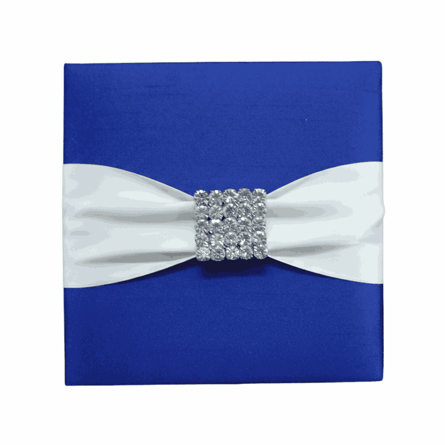 Royal Blue Silk Wedding Invitation Box: Boxed Invitations