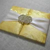 Gold Brocade Silk Wedding Invitation Folio Trifold Jacket For Wedding Invite (1)