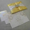 Gold Brocade Silk Wedding Invitation Folio Trifold Jacket For Wedding Invite (5)