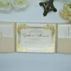 Gold Brocade Silk Wedding Invitation Folio Trifold Jacket For Wedding Invites (3)