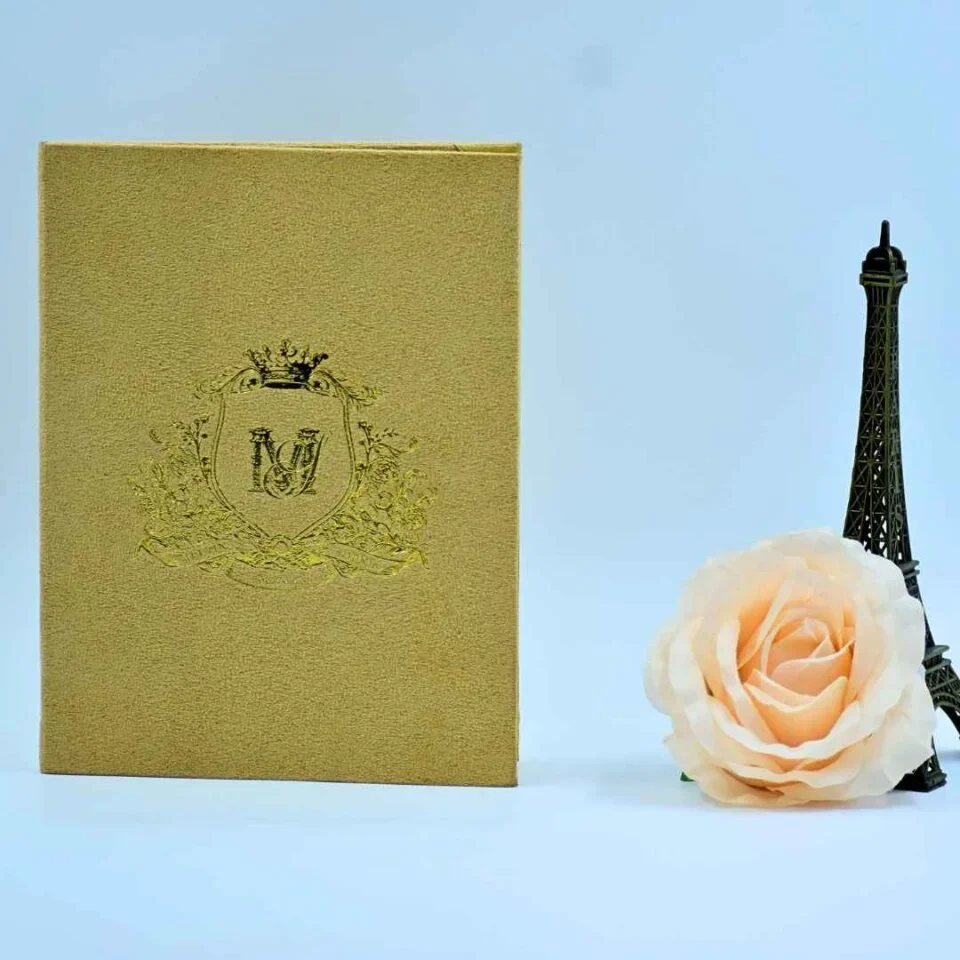 Gold Velvet Jacket Wedding Invitation Folio with Gold Foil Monogram