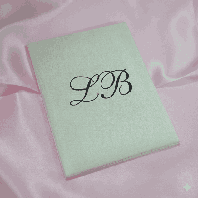 Minimalist Silk Wedding Invitation Folio with Embroidered Monogram