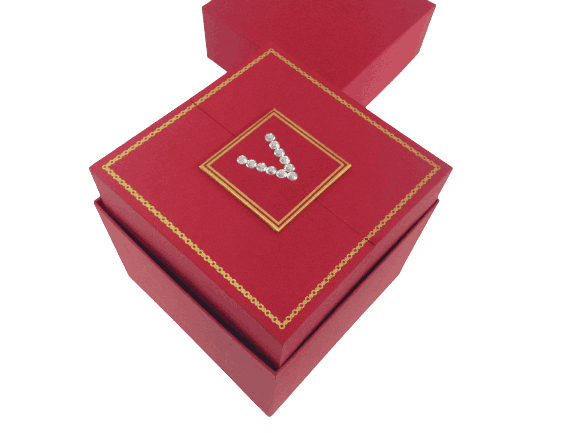 Luxury Wedding Invitation Box with Custom Crystal Rhinestone Monogram