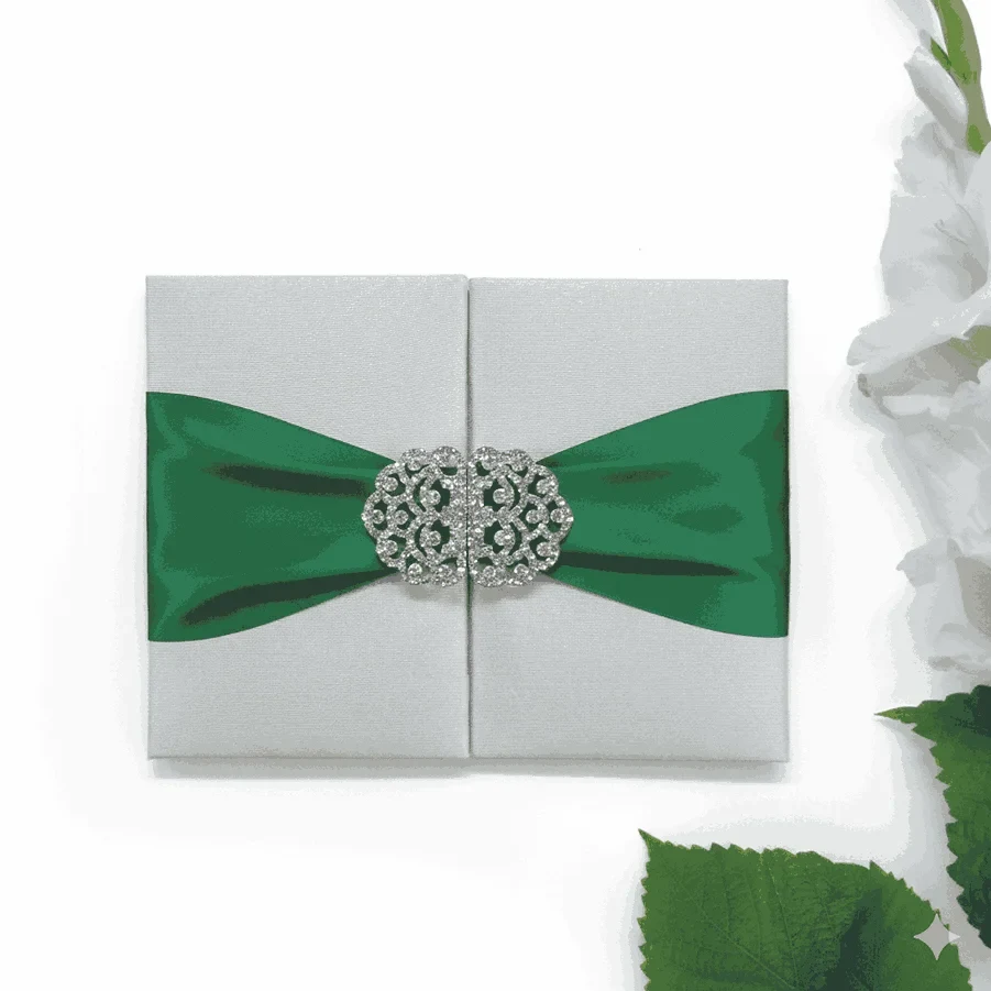 Ivory Silk Trifold Wedding Invitation Folio
