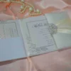 Ivory Silk Trifold Wedding Invitation Folio with Rhinestone Brooch (1)