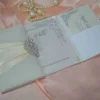Ivory Silk Trifold Wedding Invitation Folio with Rhinestone Brooch (6)