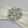 Ivory Silk Wedding Invitation Folio with Rhinestone Brooch (5)