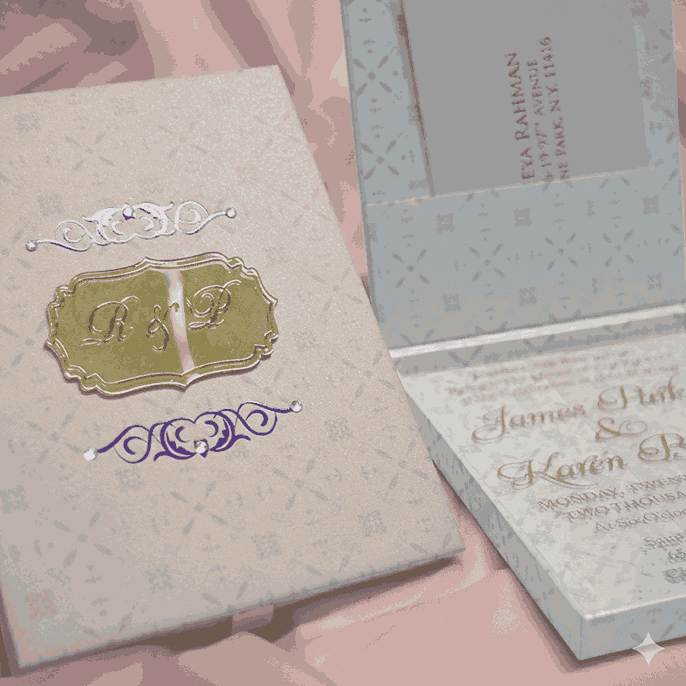 Rose Gold Wedding Invitation Box with Acrylic Invitation