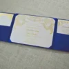 Luxurious Navy Blue Silk Wedding Invitation Folio with Rose Gold Ribbon (3)