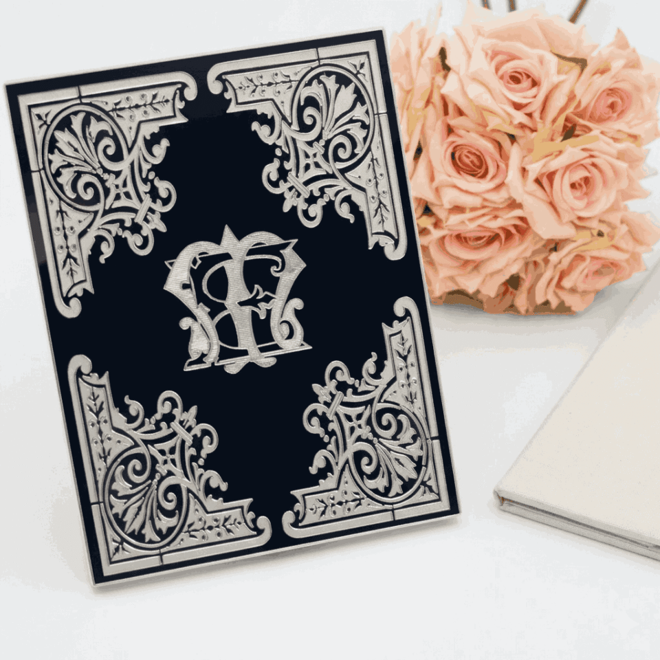 Ivory Velvet Wedding Invitation Box: Mirror Acrylic Invite