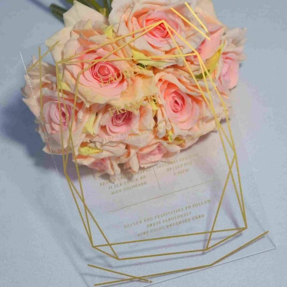 Minimalist Clear Acrylic Wedding Invitation: Modern Acrylic Invites