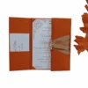 Orange Silk Wedding Invitation Folio with Crystal Crown Brooch (1)