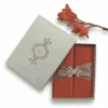 Orange Silk Wedding Invitation Folio with Crystal Crown Brooch (2)