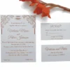 Orange Silk Wedding Invitation Folio with Crystal Crown Brooch (4)