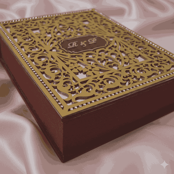 Indian Wedding Invitation Box with Chocolate Tray